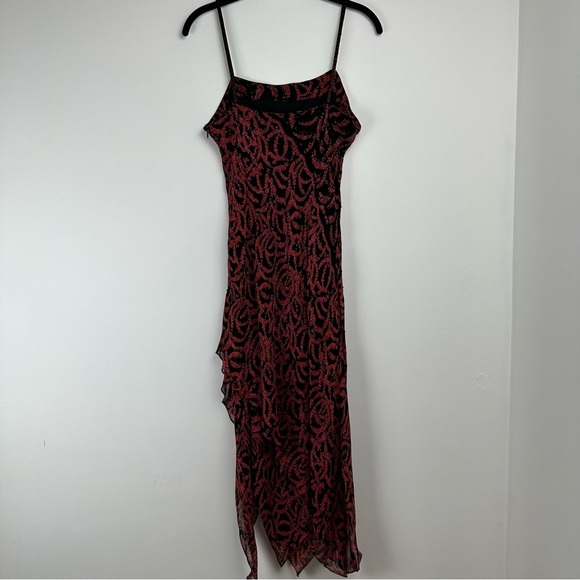 Eva Blue Dress Size 8 Petite Black Red Beaded Sequin Y2K Asymmetrical Whimsygoth - Picture 2 of 11